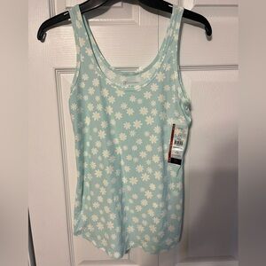 No Boundaries Green and White Fitted Sleeveless Tank Top